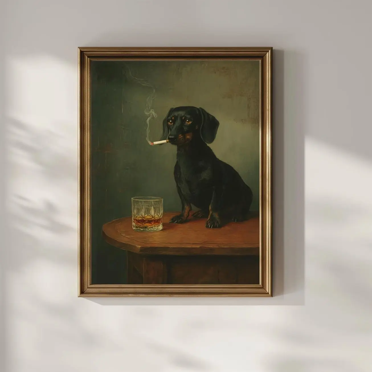 Smoking Dachshund Poster Funny Wiener Dog Wall Art Dark Humor Gift Print 2