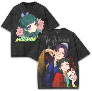 Maomao Apothecary Vintage Washed Tee Hoodie, Anime Inspired Herbalist Girl Streetwear Graphic Shirt, Retro Manga Style Heavy Cotton Oversized T-Shirt, Mystery Palace Aesthetic Design Gift for Fans