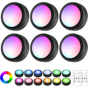 LED Puck Lights with Remote Control, 16 Color Changeable Under Cabinet Lights with Control & Timing