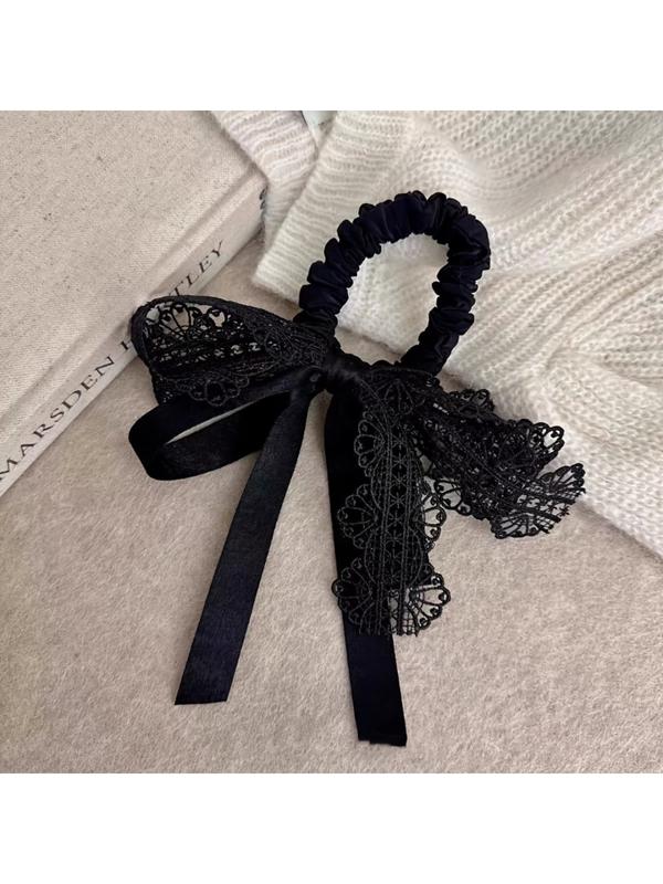 1 piece of black lace ribbon bow headband, bow headband hair accessory, retro black lace headband, suitable for tying hair, available in 4 seasons, suitable for Christmas, Halloween, Christmas Eve, birthday and New Year gifts