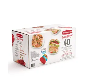 Rubbermaid TakeAlongs 40 Piece Food Storage Set, Red, Total of 12.6 Qts