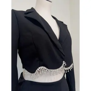 Rhinestone Fringe Detail Blazer