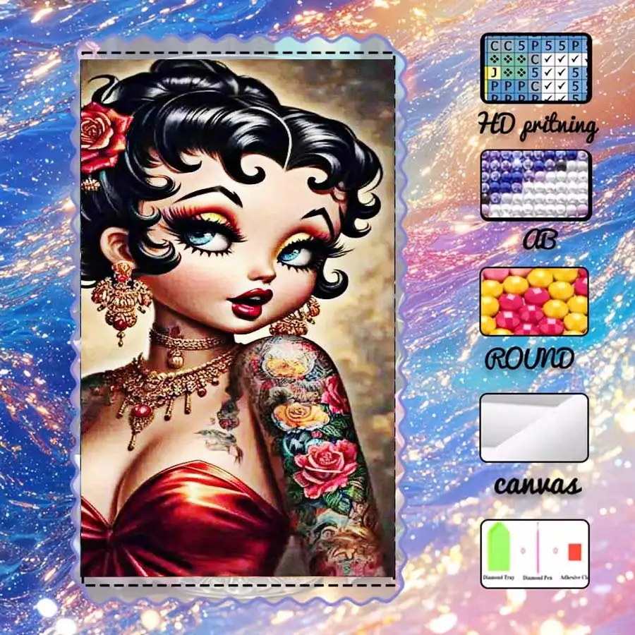 DIY 5D velvet, AB rhinestones, fairy dust diamonds, crystal diamonds, rose tattoo necklace, Flower Embroidery, diamond embroidery, diamond painting kit, diamond art set, Diamond Painting Kits, wall decor, gift for family and friends