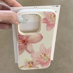 Perfect for Gifting to a Boyfriend, Girlfriend, Or Family Member, Made from White Leather-Like Material with a Four-Petal Flower Design, Decorative Phone Protector, Model 777WC