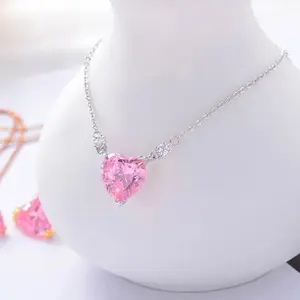 Pink Heart Necklace - Adorable Fashion Accessory for Women
