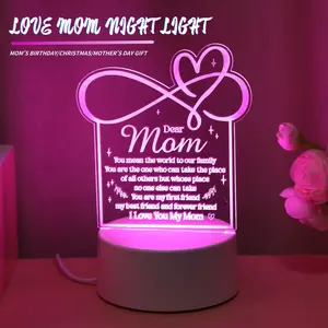 Unique 3D Mother Night Light Led Lamp Gift, Heart Shape Light, Personalized Mom Present, USB Powered, Perfect for Mother's Day & Birthdays, Heartfelt Gift for Moms