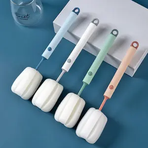 Multi-Purpose Detachable Long Handle Sponge Cleaning Brushes Set for Living Room, Bathroom, Kitchen - No Electricity Needed, Efficient Insulation Cup and Bottle Scrubbing Tool for Tea Stain Removal, Home Cleaning Essentials Pack