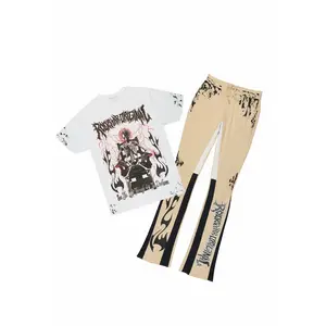 Deathrow 2.0 White/Beige T-Shirt/Stacked Flare Pant Set Deathrow 2.0 White/Beige T-Shirt/Stacked Flare Pant Set
