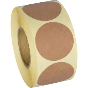 1.5"  Brown  Stickers (500 Per Roll) - Round Blank Stickers for Store Owners, Crafts, Organizing, Jar and Canning Labels, Price Tags