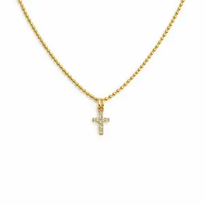 Diamond Cross on 14k Gold Filled Baby Bliss Necklace 16"