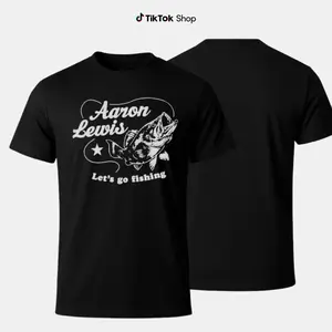 Aaron Lewis Let’s Go Fishing T-Shirt  – Country Style Typography and Fish Graphic Inspired by Music, Perfect for Fans and Fishing Lovers - Crew Neck Graphic T-Shirt