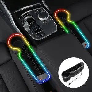 Car Seat Gap Filler Glowing Storage Box with USB Fast Charging, Universal Multifunctional Car Organizer with Atmosphere Light, Compatible with Multiple Models