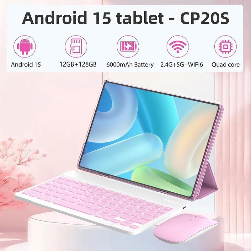 Android 15 Tablet 10.1", Tablet with Keyboard Mouse Stylus & Case, 4GB RAM 64GB ROM, Dual SIM, 1280x800 IPS, 13MP Camera, 5000mAh,for Valentine’s Day Gift