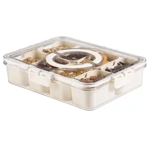 2024 Bandesun Divided Serving Tray with Lid and Handle - Snackle Box Charcuterie Container for Portable Snack Platters - Clear Organizer for Candy, Fruits, Nuts, Snacks - Perfect for Party, Entertaining