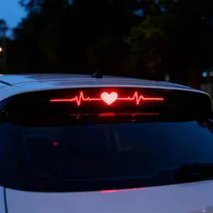 High-Position Brake Light Sticker Heartbeat Ecg Tail Light Decal 3D Carbon Fiber Matte Pattern Car Safety Warning Sticker Universal Car Sticker