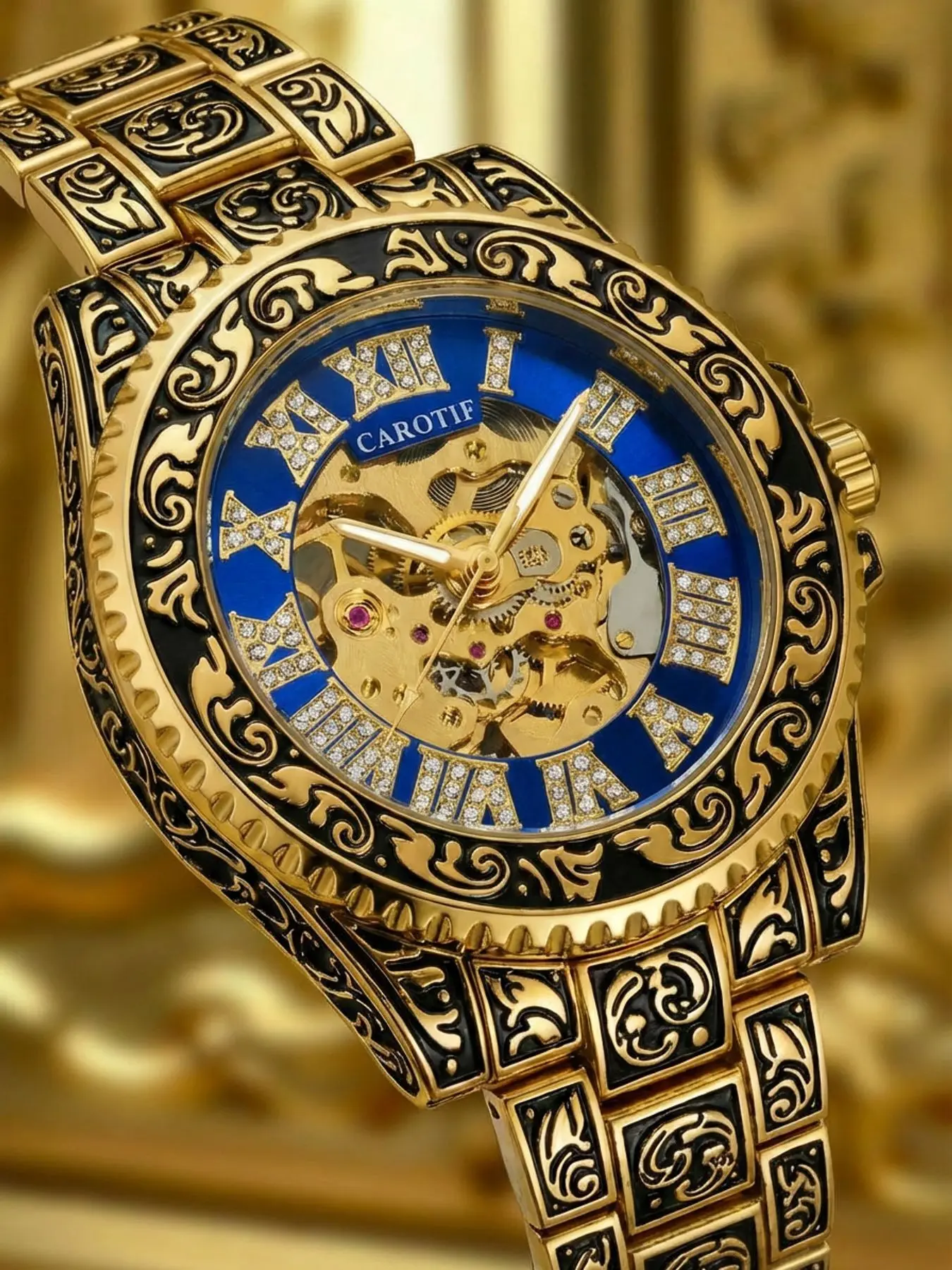 A men's popular Easter three-dimensional Roman numeral retro carved fully automatic mechanical watch Automatic Watches