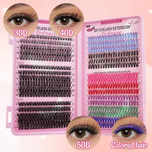 VBS 30D/40D/50D/Color Hair, 640 Large Capacity Single Cluster False Eyelashes, 8-16mm Long Eyelash Clusters, DIY Grafted Hair, Thick Curling, Suitable For Daily Makeup And Parties, Stage Performances, Festival Limited Edition