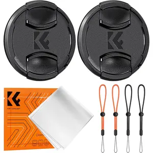 K&F CONCEPT 82mm Front Lens Cap Cover Kit, 5-in-1 Center Pinch Lens Cover + Anti-Loss Keeper + Microfiber Cleaning Cloth Compatible with Canon, Nikon, Sony, Fujifilm Camera Lenses with 82mm Thread