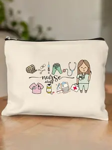 Nurse Stethoscope Print Storage Bag, Zipper Bag, Cosmetic Travel Bag, Wallet Pencil Case, Stationery Bag, Mother's Day Gift, Multifunctional Bag