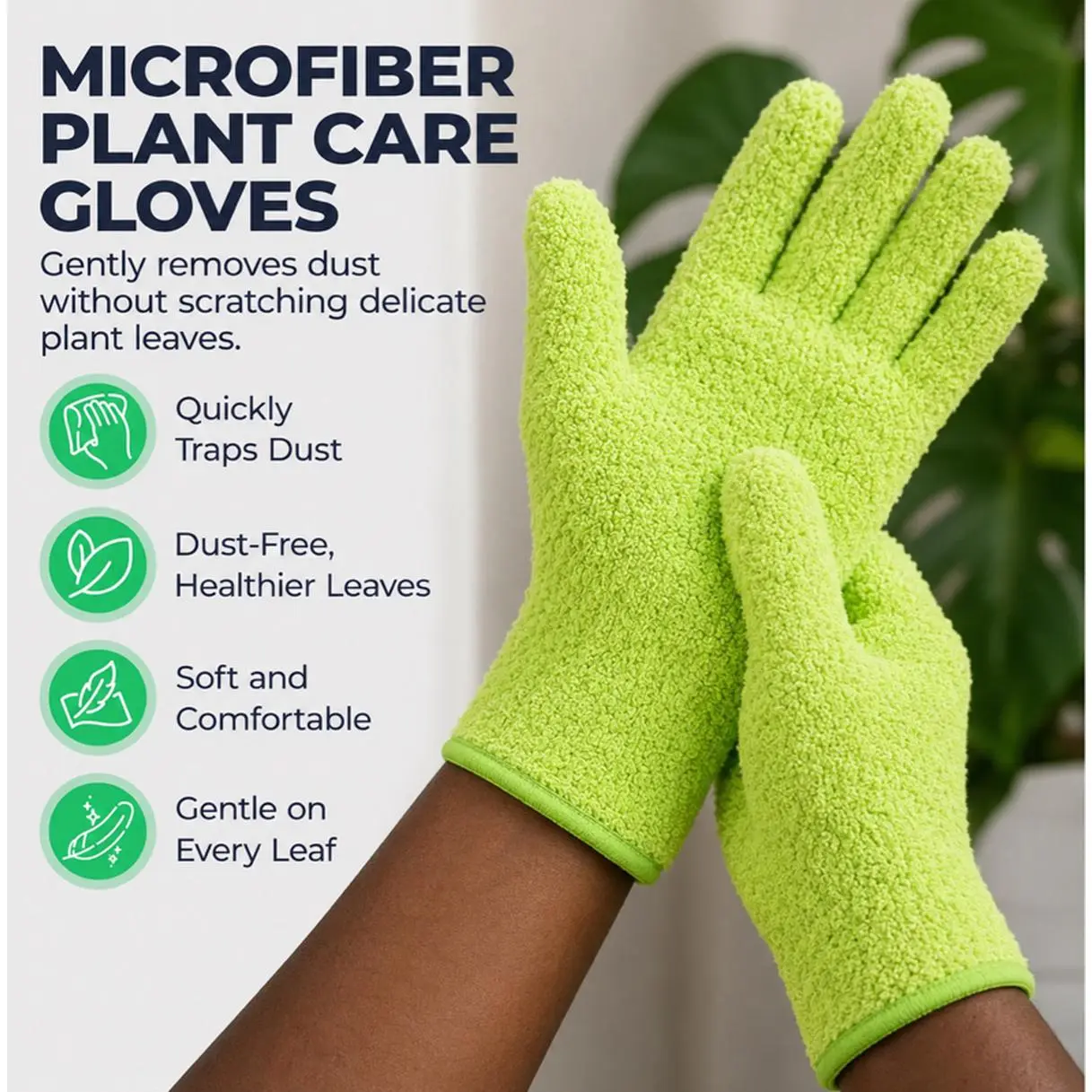 Microfiber Dust Protection Gardening Gloves, Safe Garden Tool for Plant Leaf Cleaning