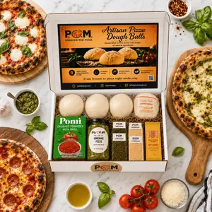 Pizza Making Kit - Neopolitan Style Pizza Kit Includes Pizza Dough, Tomato Basil Sauce, Mozzarella Cheese, Parmesan Cheese, Pesto, Oregano, & Hot Honey
