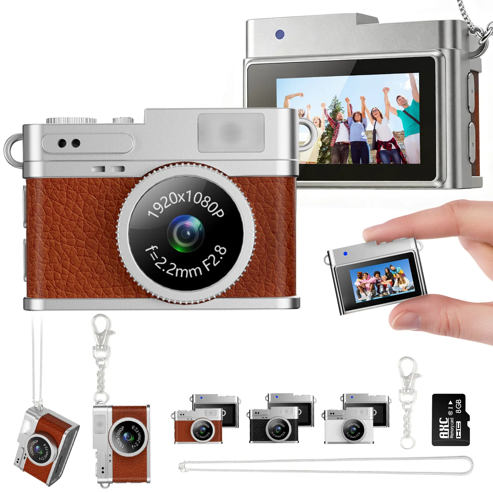 Mini Digital Camera Retro Classic Camera, 1080P Pocket Camera with 0.96 Inch IPS Screen, 16GB Card Included, Necklace & Keychain Accessories, Compact Travel Camera Gift for Teens Girls Boys Vintage Memory Black
