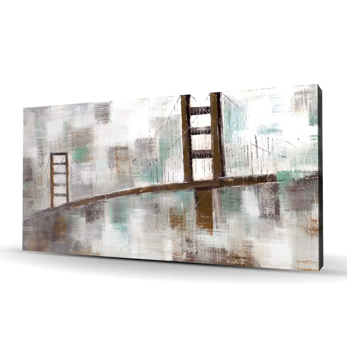 212 MAIN Abstract Golden Gate Canvas Artwork - 24x48 in Artistic Beige Wall Print with Modern Design Style, Living Room Home Decor Gift