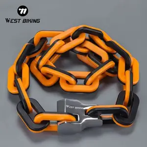 WEST BIKING Safe Anti-Theft Bike Chain Lock Bold Extended Alloy Material Bicycle Chain Lock Anti-Sawing Anti-Shearing Cycle Lock Outdoor Cycling Accessories