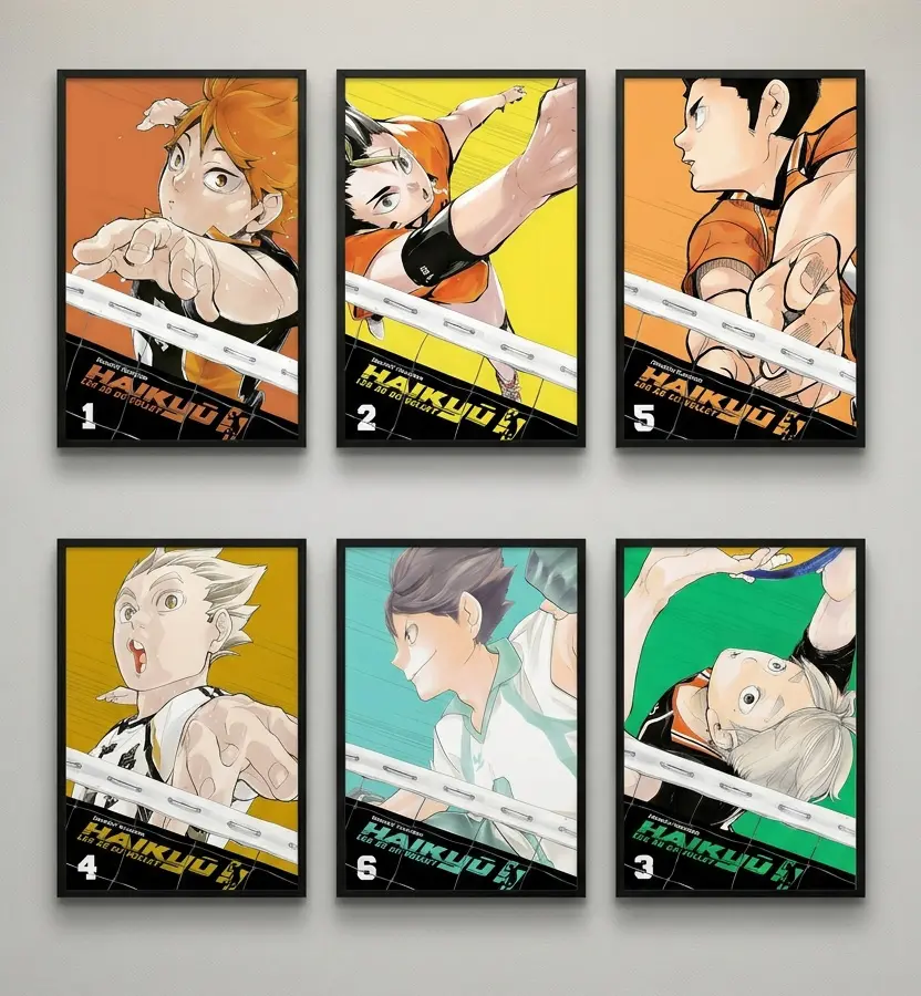 Haikyuu Volleyball Anime Wall Art - Eco-Friendly Print, Optional Black Frame, Wrapped Canvas or Unframed Poster, Sport Character Decor for Bedroom, Anime Fan Gift