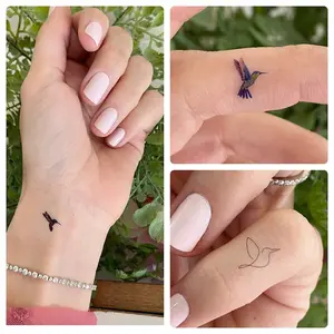 Hummingbird Temporary Tattoos | Set of 30 | 6 Designs | Hummingbird Tattoo | Dainty Tattoo | Minimalistic Tattoo | Hummingbird Tattoo Design