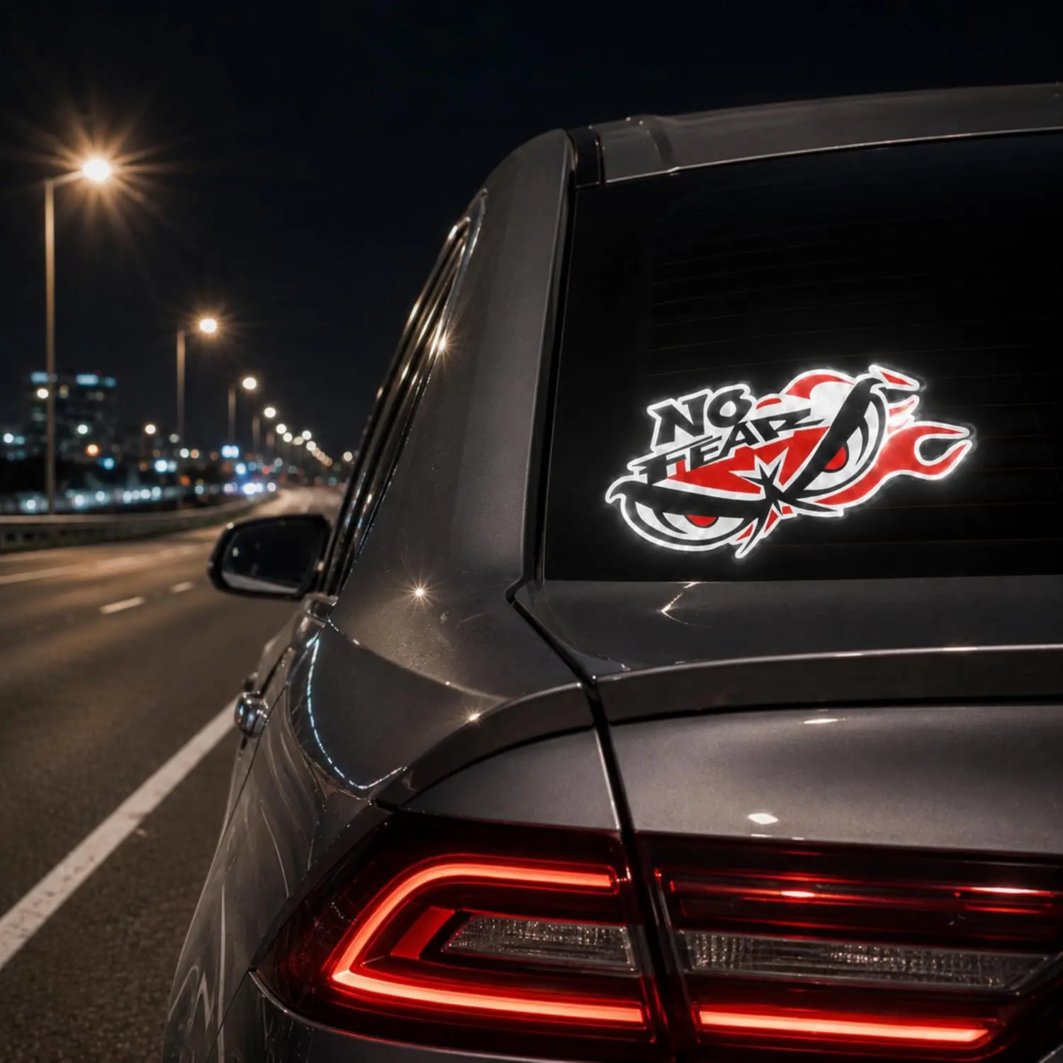 Pack of 2 NO Fear Scare Eyes Reflector Vinyl Sticker – Hand Crafted Car Decals Waterproof Stickers