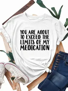 Trendy Funny Slogan Graphic Print T-Shirt, Soft Loose Cotton Comfortable Home Streetwear, Y2K Aesthetic Casual Tee for Lazy Days