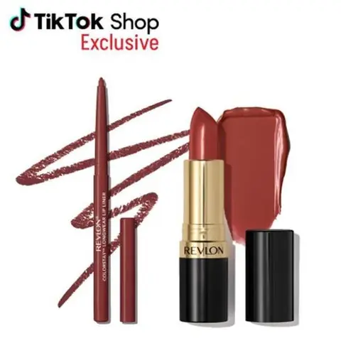 Revlon TikTok Shop Exclusive Viral Lip Kit- ColorStay LongWear Lip Liner & Super Lustrous Lipstick