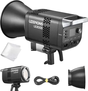 Godox LE200D Daylight LED Video Light, 63500 Lux @1m Studio Light, CRI 96+ TLCI 97+, All-in-One Design with Internal Power, Instant NFC Pairing, 7 FX, Bowens Mount for Studio, Livestream (Black)