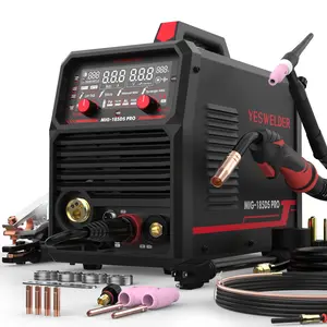 YESWELDER MIG-185DS-PRO Aluminum MIG Welder with Lift TIG Torch | 185Amp 110/220V Digital Welding Machine with Synergy | Gas/Flux/Lift TIG/Stick/Spool Gun 5-in-1 | Spool Gun Compatible