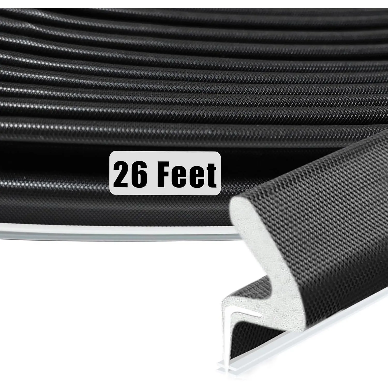 26ft Insert-Type PU Q-Shaped Foam Weather Stripping - High Resilience, Tear-Resistant Seal for Large Gaps, Slotted Grooves, Slits, Easy Installation, Soundproof, Fits Windows, Door Frame, Exterior Doors