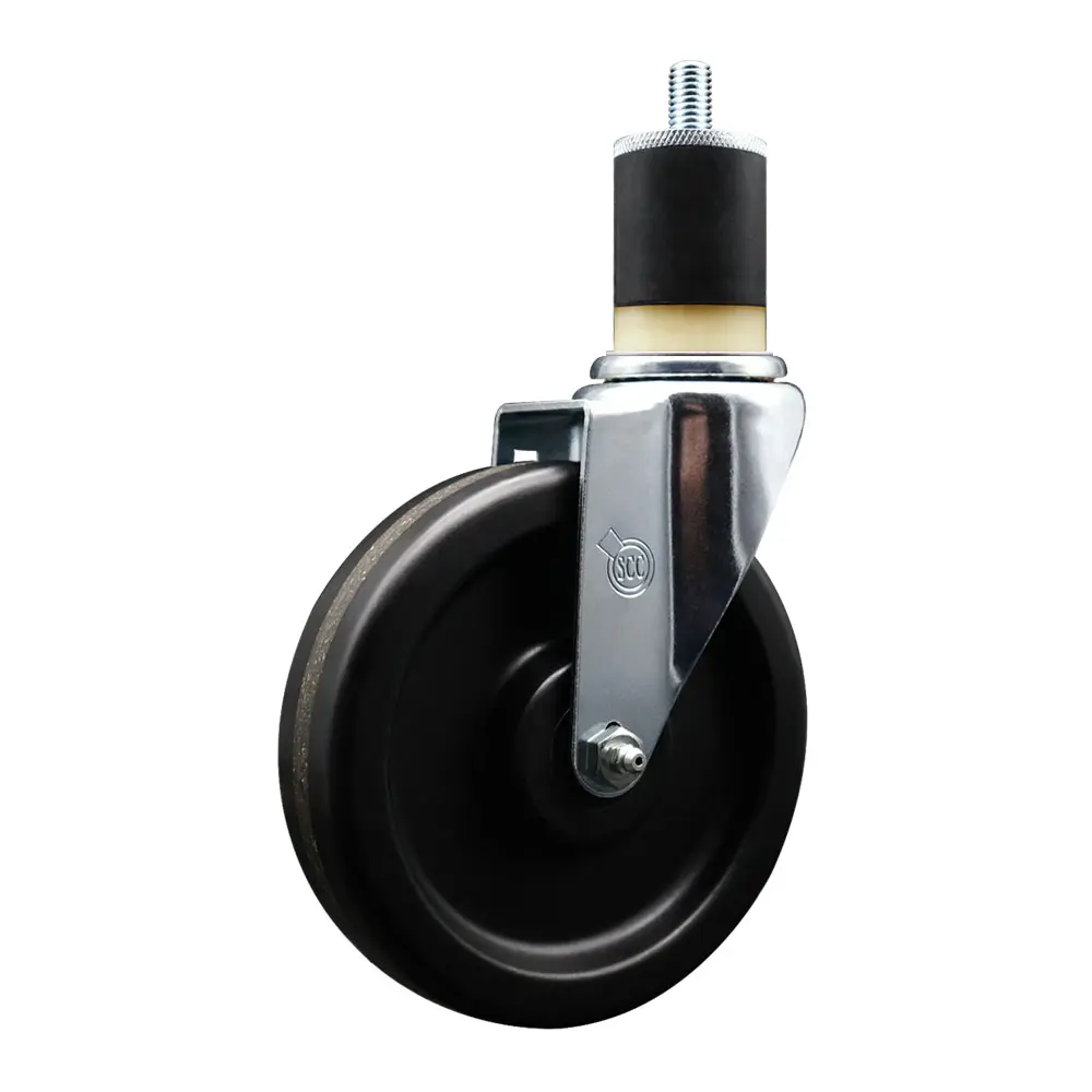Service Caster SCC-EX20S615-PHR-178 Phenolic Swivel Expanding Stem Casters, 6x1.5 in. Black Wheel, 1.87 in. Roller Bearing Stem, 300 lbs Load Capacity, for Shop Projects & Work Tables
