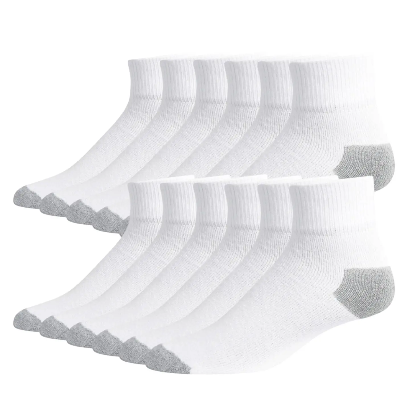 12 Pairs Premium Cotton Quarter Socks Quality Athletic Sport Workout Breathable Elastic Ankle Socks Unisex Compress Running Comfort Cozy Sweat-absorbing Anti-Slip Crew Socks Comfy Solid Soccer Mid Calf Socks Chicano Value Pack