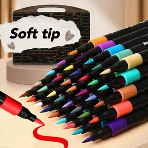 12/24/36pcs Soft Brush Tip Acrylic Marker Pens, Acrylic Drawing Markers, Acrylic Paint Markers, Vibrant Colors, No Bleeding, DIY Crafts, Perfect for Artists, Crafters, and Gift Giving