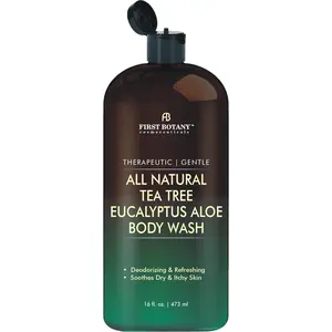 ALL Natural Tea Tree Body Wash - Fights Body Odor, Athlete’s Foot, Jock Itch, Nail Issues, Dandruff, Acne, Eczema, Yeast Infection, Shower Gel for Women/Men, Eucalyptus Aloe Skin Cleanser -16 fl oz