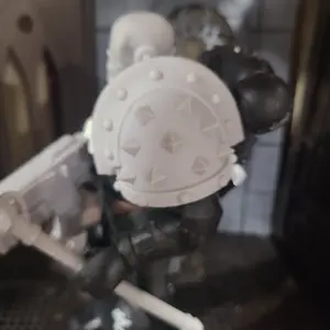 Shoulder Pad G:3 V.12 with Large Pyramid Spikes compatible with McFarlane Toys Grimdark Marine Action Figures Custom 1:12th Scale Pauldron