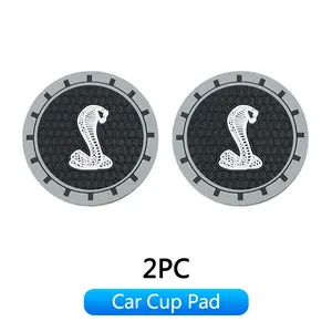 Car Silicone Water Cup Anti-Slip Pad, Emblem Coaster Decoration, Shelby Snake Logo Car Accessories, Durable & Stylish Design