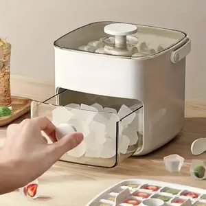 48 Cube Ice Maker with Easy Press Lid - Double-deck portable design includes silicone trays, durable plastic construction for DIY frozen food and beverages, ideal for summer beverages, Countertop Ice Maker, Beverage Cooling, Modern Kitchen Gadgets