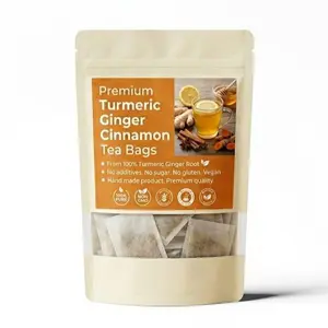 Ginger Turmeric Herbal Tea – 100% Handmade, Eco-Conscious Bags | No Sugar, No Caffeine, No Gluten, Vegan Natural Tea Authentic Chinese Tea