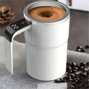 USB Rechargeable Electric Coffee Cup with Temperature Display & Stirring Function - Large Capacity Portable Travel Tumbler Mug, 18650 Lithium Battery, 0.6W Power, Usb Charging for Home & Office Use, Coffee Maker, Coffee Maker for Home