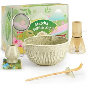 20Oz Matcha Whisk Set, 7 Pcs Matcha Kit Includes Matcha Bowl, Whisk & Holder, Bamboo Scoop, Scoop Rest, Sifter & Tea Towel Perfect for Matcha Tea Ceremony