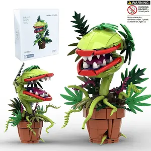 MOC Audrey II Piranha Plant Building Block Chomper Potted Plants Horrors Flower Model Bricks Assemble Toys Children Collect Gift