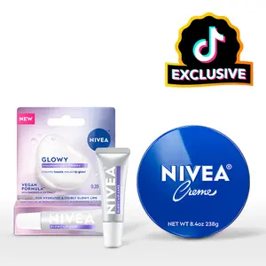 NIVEA Creme Moisturizing Cream Tin & Lip Care Set – German Formula Multi-Purpose Moisturizing Cream with Provitamin B5 & Glowy Lip Care Balm for Hydrated Skin & Soft Lips