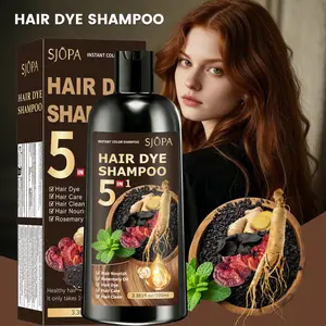 SJOPA 5-in-1 Black Hair Dye Shampoo - Herbal ingredients can cover gray hair, contains ginseng extract, natural hair dye