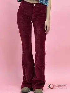 ROCK&ROLL RED CORDUROY BUTTON FLARE- BW6PD02933